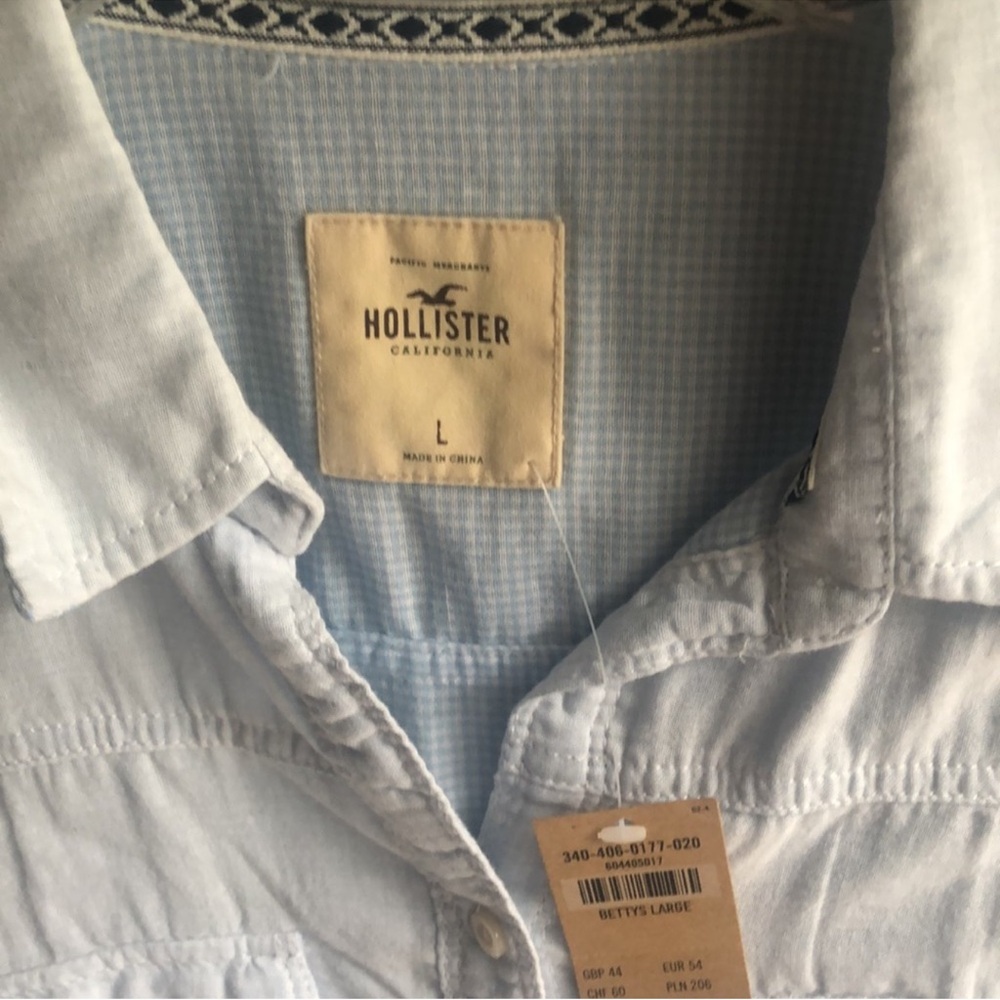 NWT Vintage Hollister long sleeve button up shirt. Light blue. Super Soft. Large - Picture 5 of 14